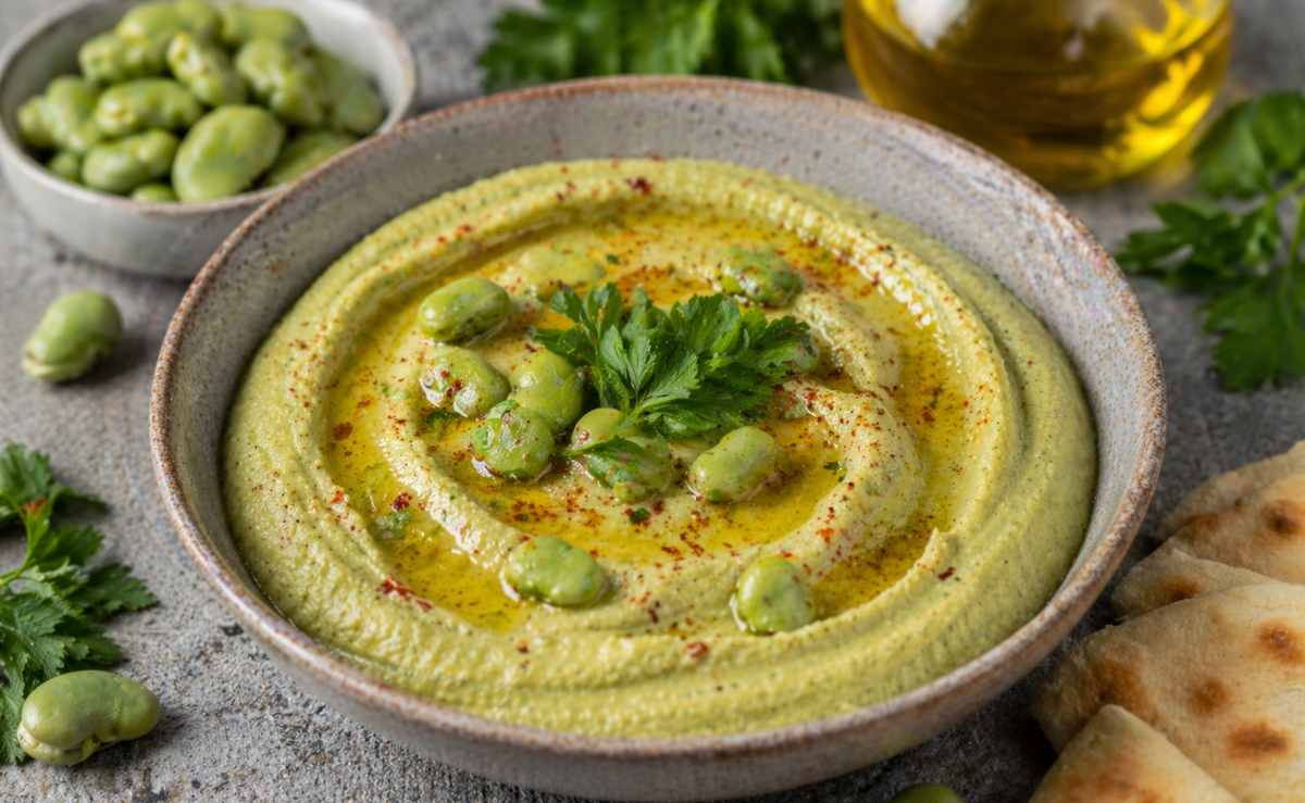 przepis Nigelli Lawson na hummus z bobu