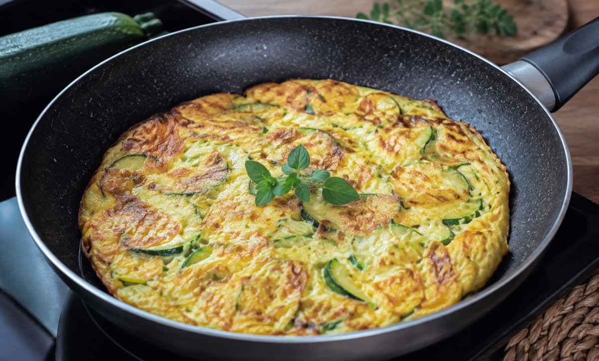 omlet z cukinią na patelni