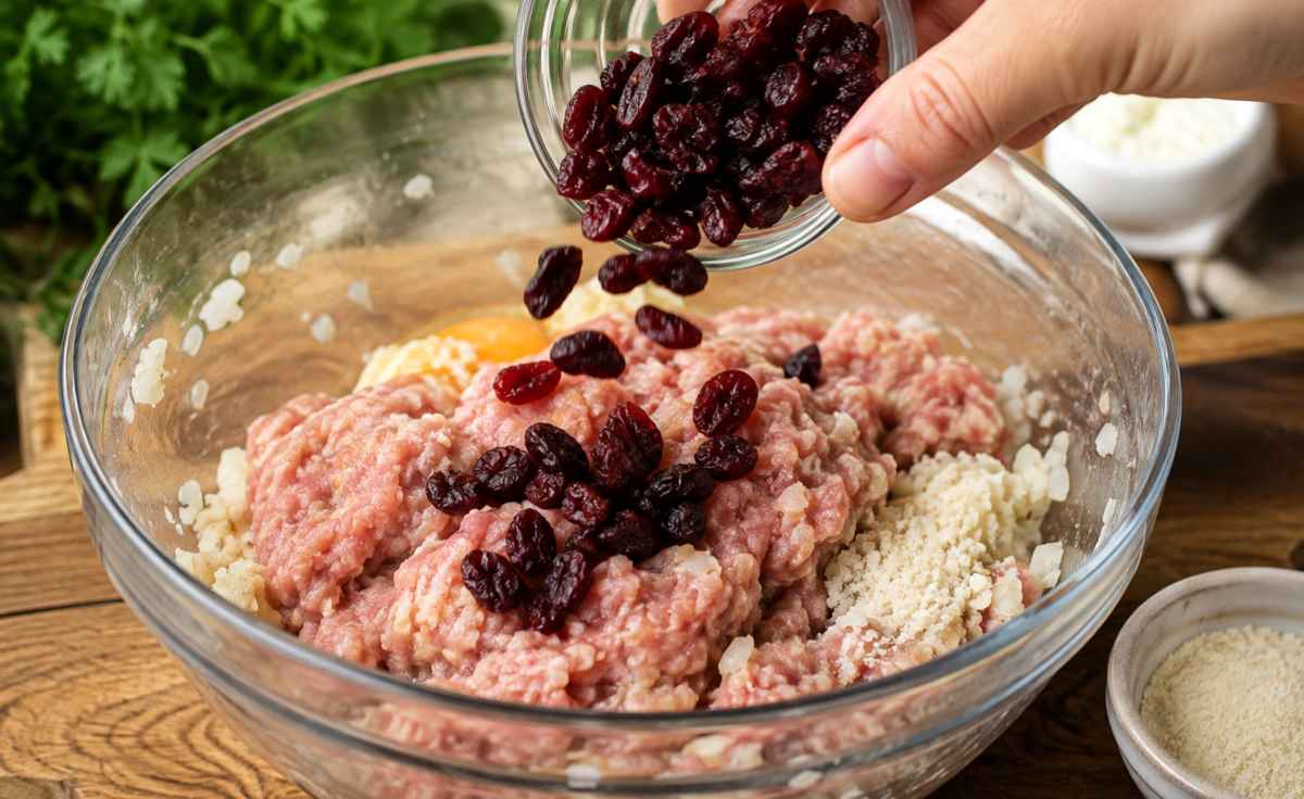żurawina w masie mięsnej na klopsy